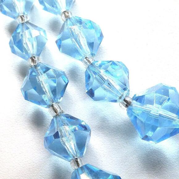 Vintage West Germany Vintage Lucite Beaded Necklace, Lt Blue, 17 Inches - Picture 3 of 10